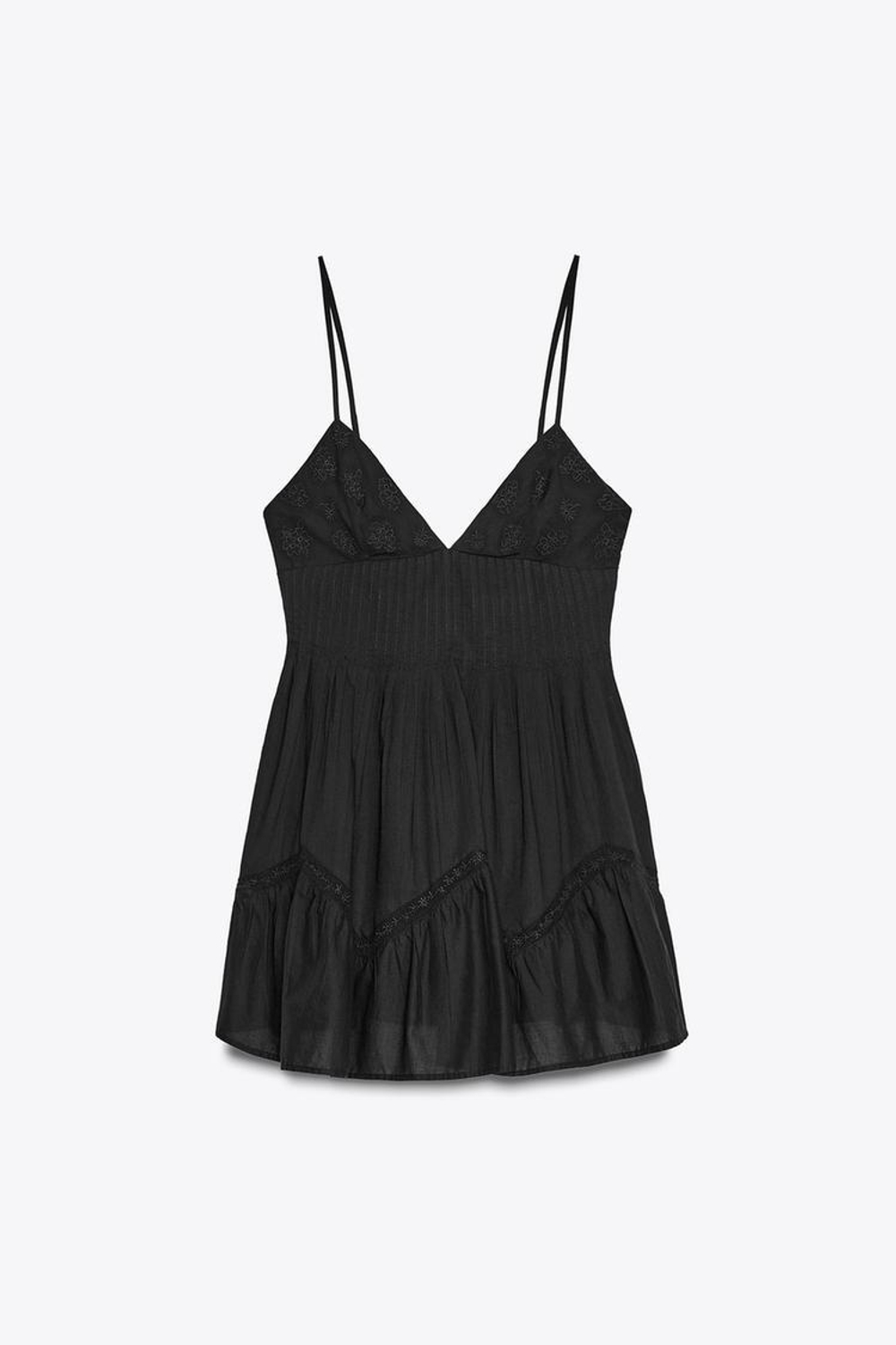 ZARA КОРОТКОЕ ПЛАТЬЕ С ВЫШИВКОЙ, ЧЕРНЫЙ