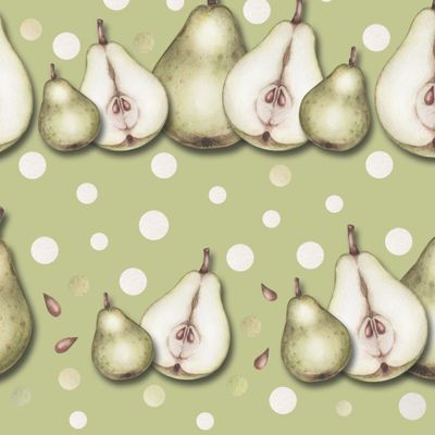 Груши в ряд на зеленом