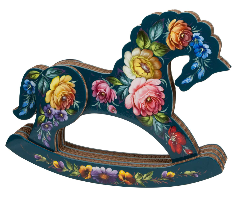 Лошадка-качалка Craft_horse декоративная с ручной росписью Жостово