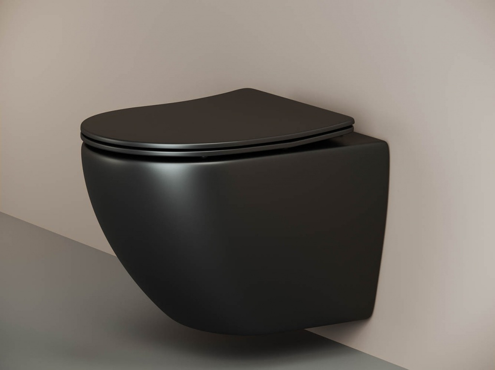 Комплект подвесной безободковый унитаз Ceramica Nova Metropol Rimless с крышкой-сиденьем CN4002MB, черный матовый + инсталляция Creto Standart 1.0