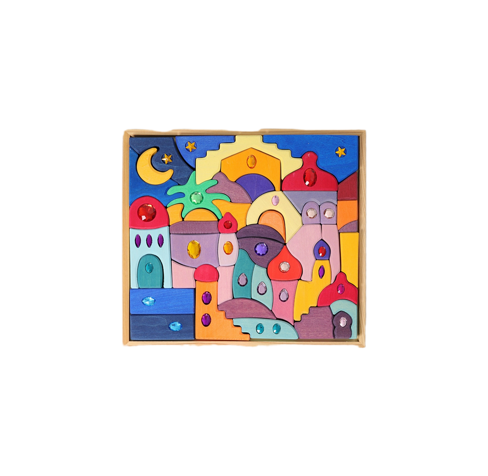 Деревянная мозаика пазл с акриловыми камнями "Восток", 52 детали