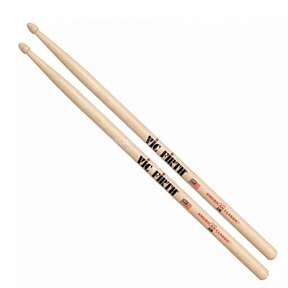 Vic Firth 5B American Classic барабанные палочки, деревянный наконечник. Длина: 16" (40,64 см). Диаметр: 0,595" (1,51 см).