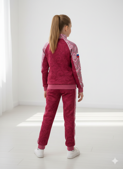 Raspberry sports team suit with Ethnic pattern