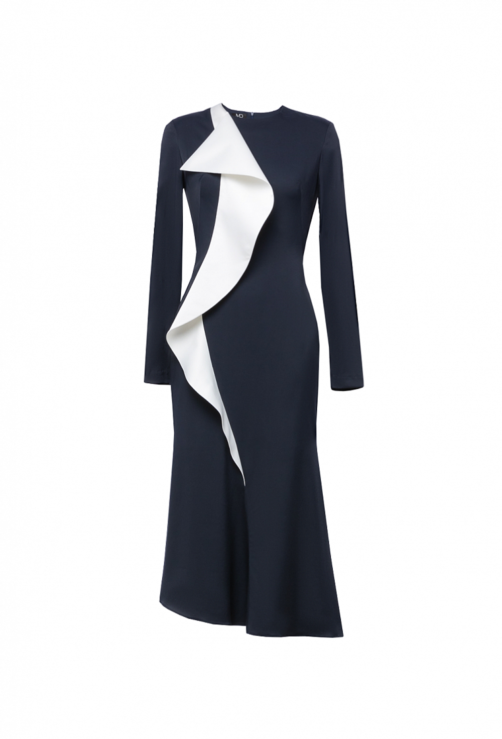 Платье-футляр из крепа с юбкой гаде синее 08-02-23 FW