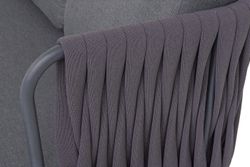 "Ронда" диван 3-местный плетеный из роупа, каркас алюминий темно-серый (RAL7024) муар, роуп серый 40 мм tex, ткань темно-серая 027