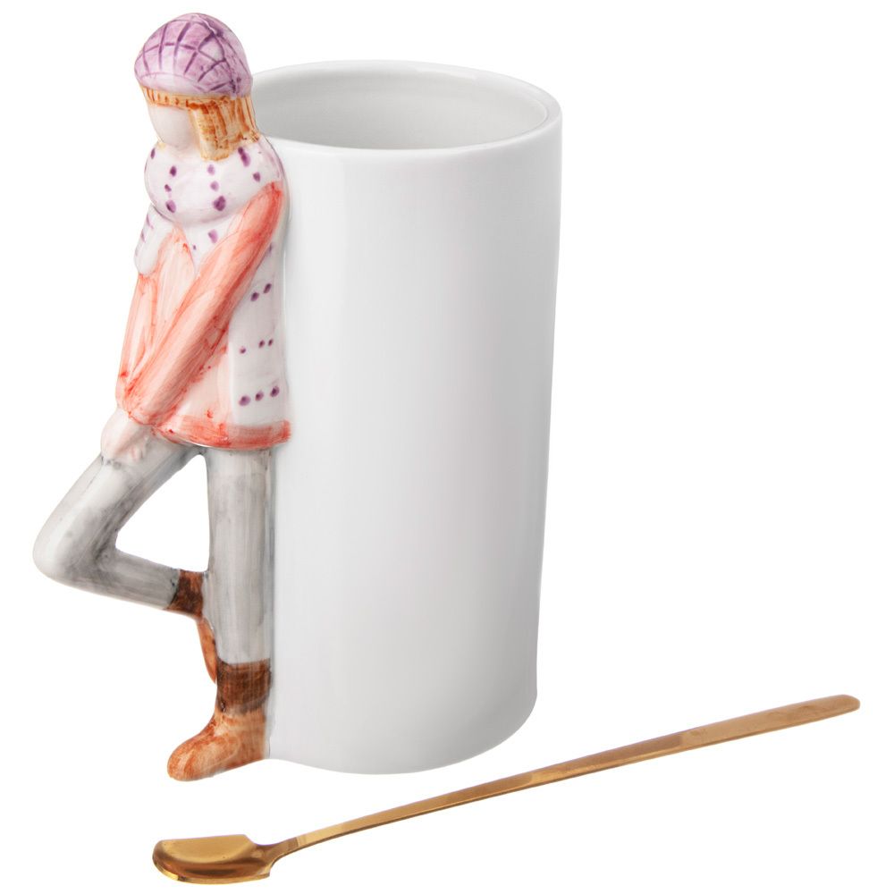 НАБОР КРУЖЕК ИЗ 2 ШТ. "ВЛЮБЛЕННЫЕ" 450 МЛ. С ЛОЖКАМИ (КОР=24НАБ.)