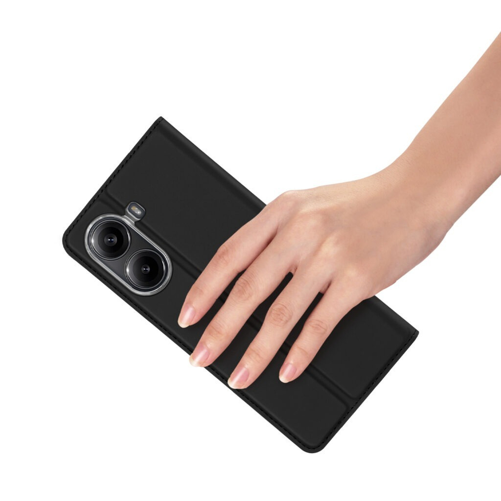 Чехол книжка из PU кожи черного цвета от Dux Ducis для Xiaomi Redmi Turbo 4 и Poco X7 Pro, серия Skin Pro Series Case
