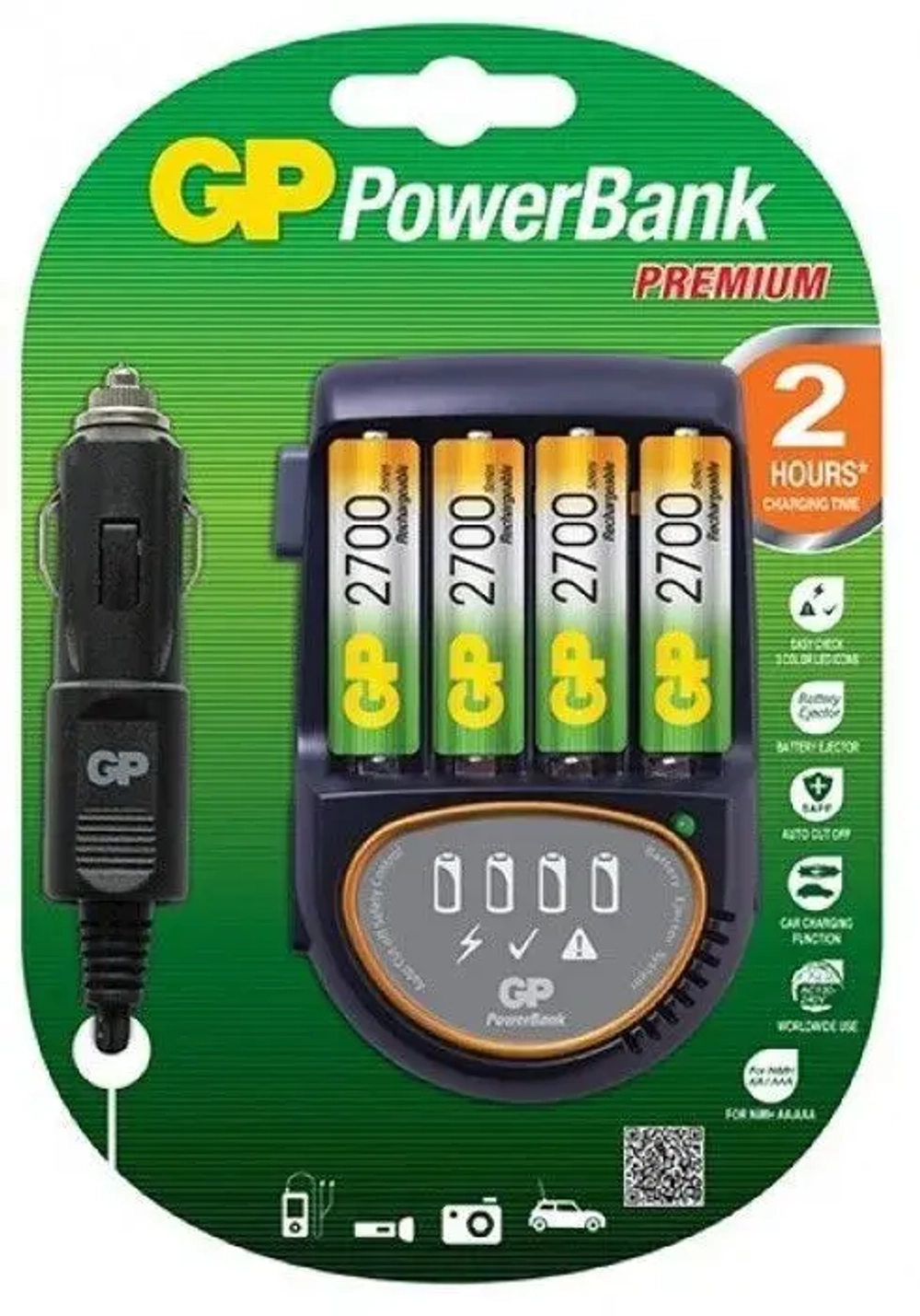 Зарядное устройство GP для аккумуляторов + АКБ 2700 мАч (АА) 4шт/car cord (GP PB50GS270CA-2CR4)