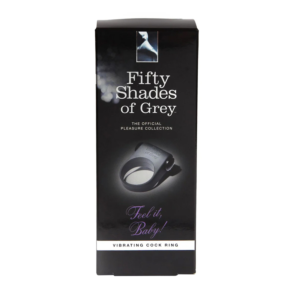 Черное эрекционное кольцо 3,8см Fifty Shades of Grey Feel It Baby Vibrating Cock Ring