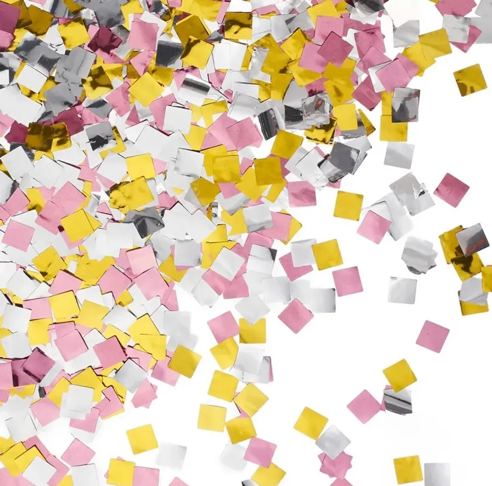 Латексный шар с мелким разноцветным конфетти, квадрат, 36 см