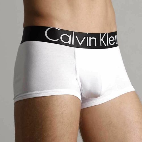 Мужские трусы хипсы белые с черной резинкой Calvin Klein Black Waistband White