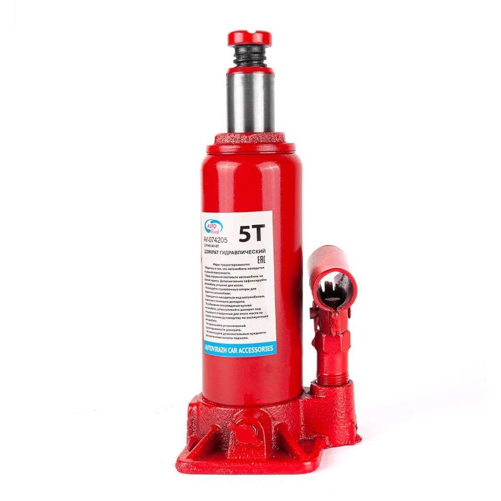 Домкрат гидравл, 5 т, 390 мм, коробка, красн, Autovirazh, AV-074205