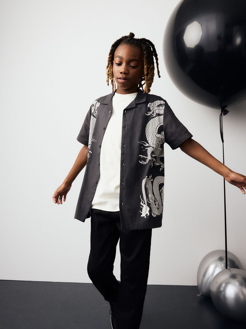 Рубашка с коротким рукавом для мальчика Next 136-484, Черный