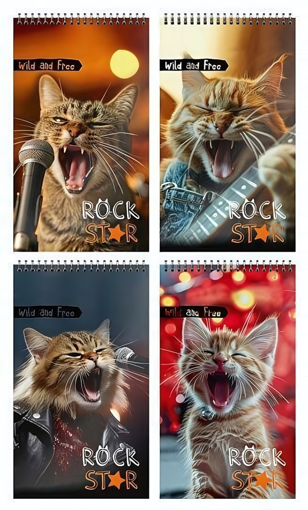 Блокнот А7 40л. клетка "Коты-рокеры" греб. мел. карт., спл. Уф-лак (Schoolformat)