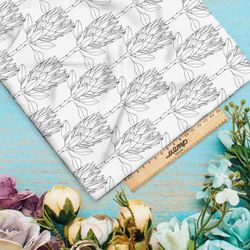 Ткань таффета тонкие цветочные силуэты