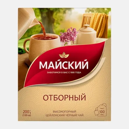 Чай черный Майский Отборный цейлонский 100пак 200г