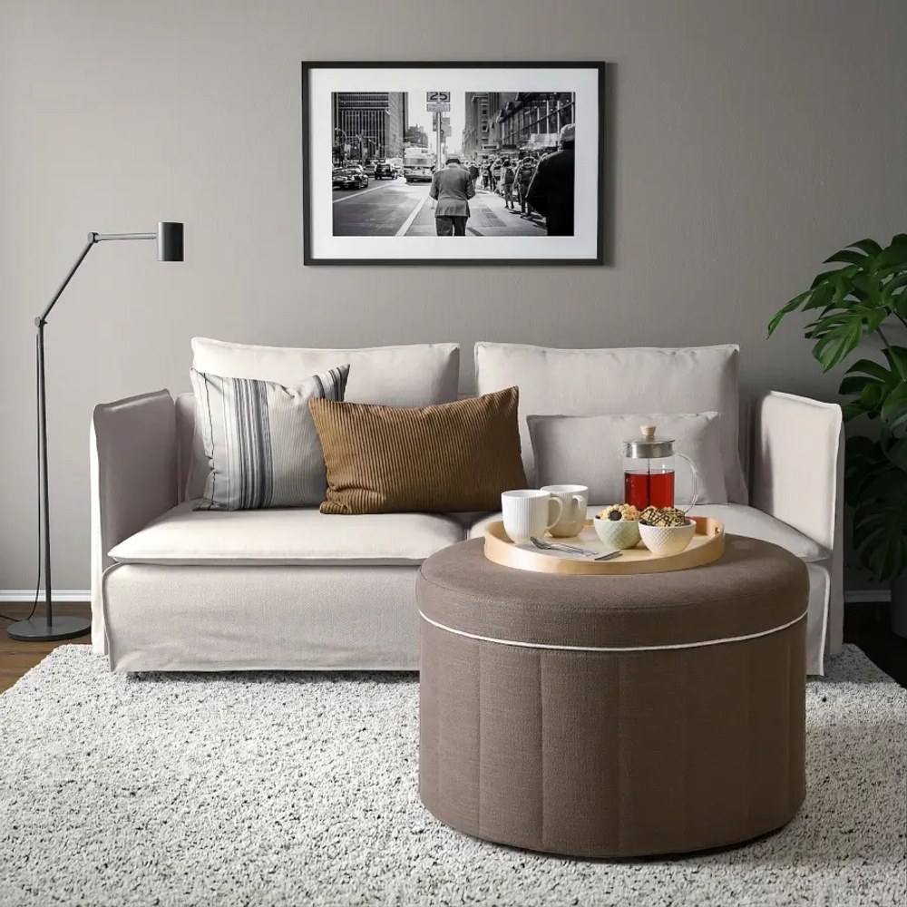 Пуф с контейнером - IKEA SIDSJÖ / SIDSJO / СИДШО ИКЕА, серо-коричневый, 46x70см