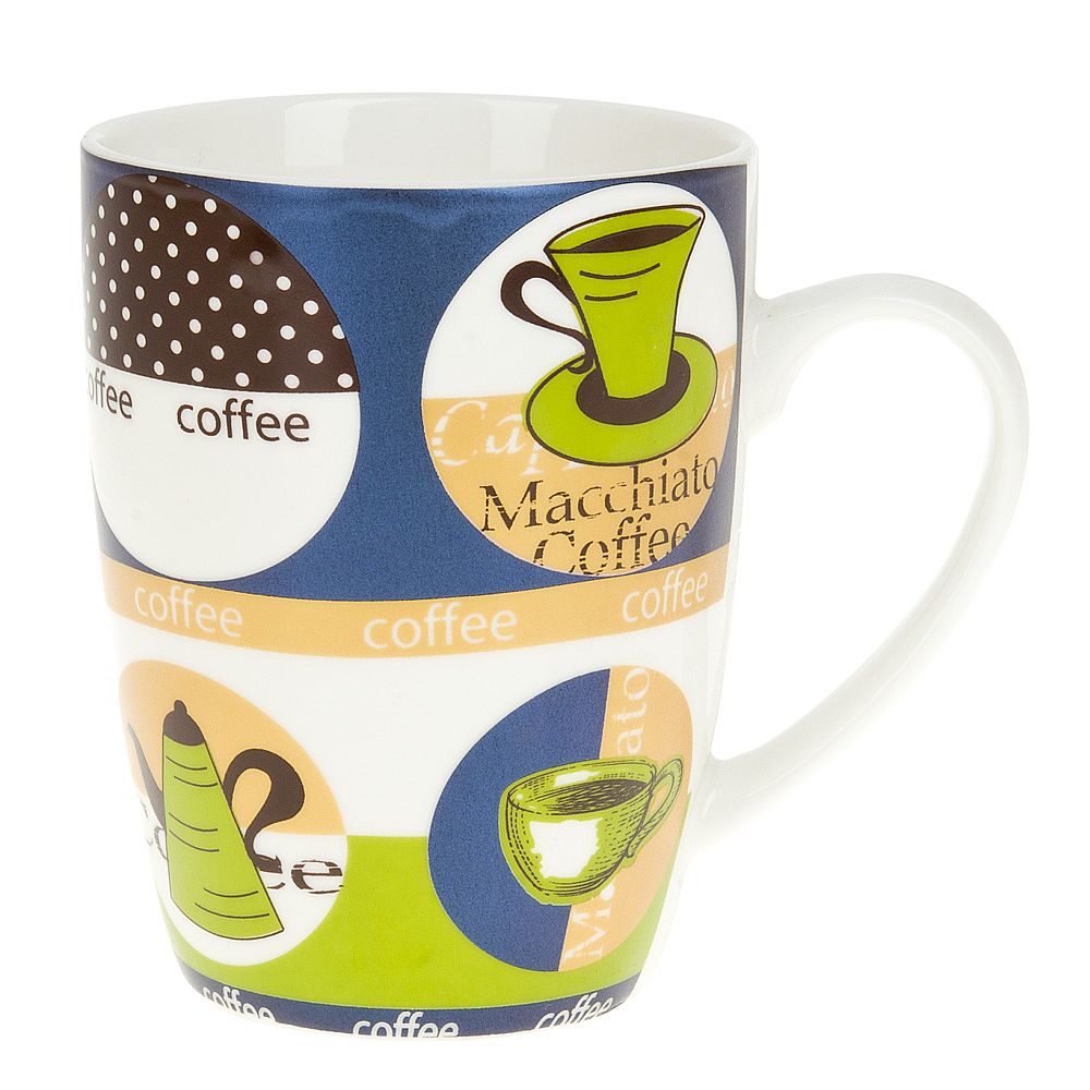 Кружка керамическая "Macchiato" v=370мл. (4вида) (min12) (транспортная упаковка)