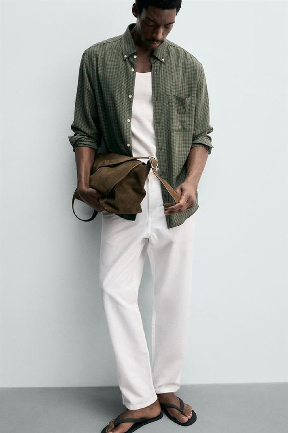 ZARA СВОБОДНЫЕ БРЮКИ STRAIGHT FIT, БЕЛЫЙ