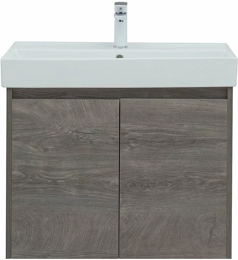 Тумба с раковиной Aquanet Nova Lite 75 с зеркалом, 2 дверцы дуб рошелье