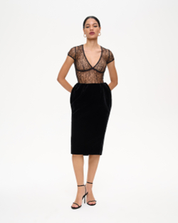 Юбка миди из бархата