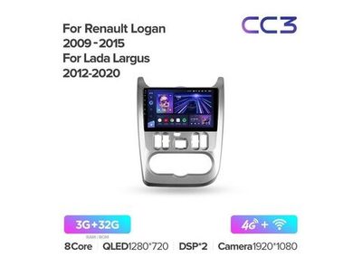 Магнитола Teyes CC3 3-32 Renault Logan 1 2009 — 2015 9.0"