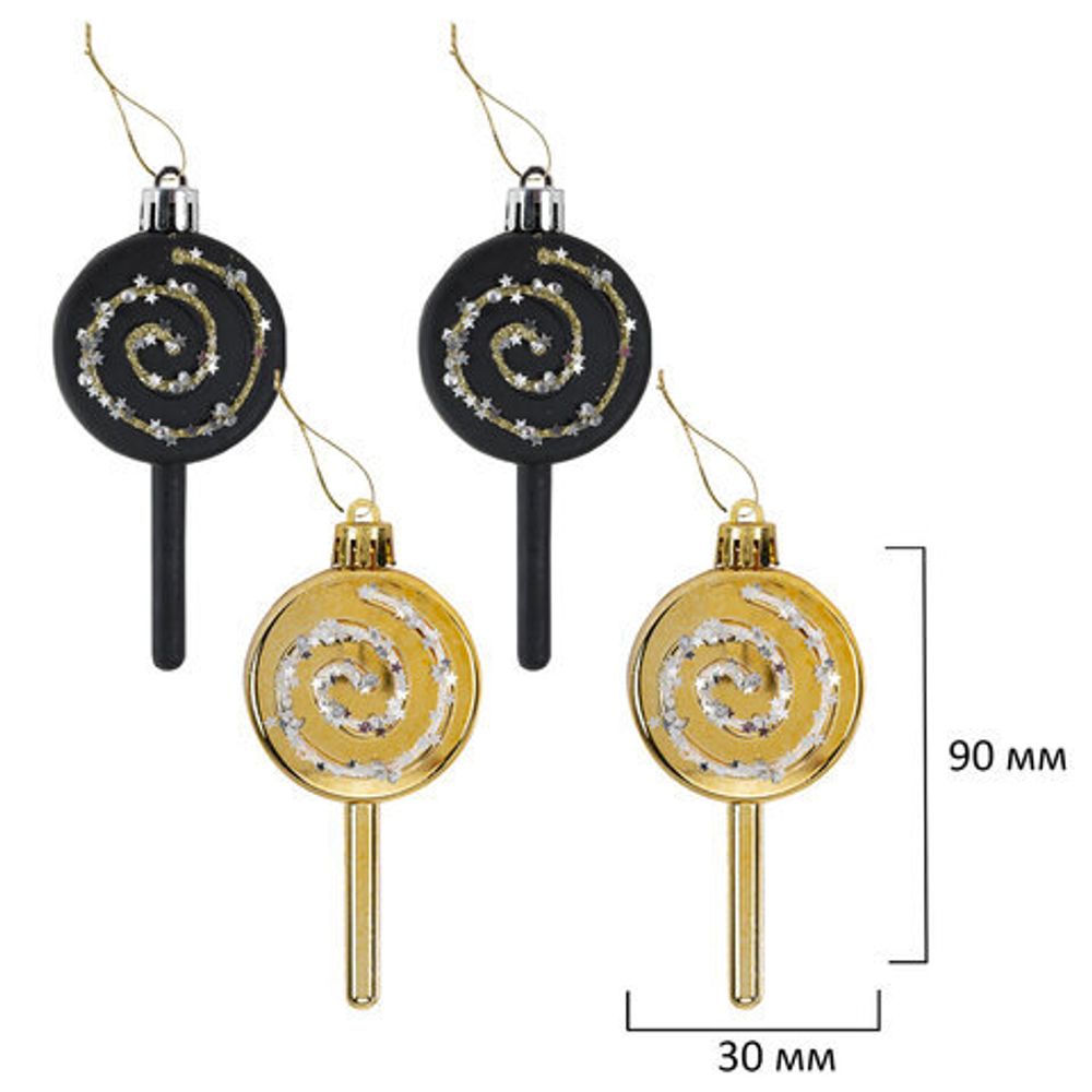 Шары новогодние ёлочные "Black&Gold", НАБОР 130 предметов, черный/золото, пластик, ЗОЛОТАЯ СКАЗКА, 592183