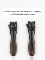 крючок с ручкой-котиком из дерева