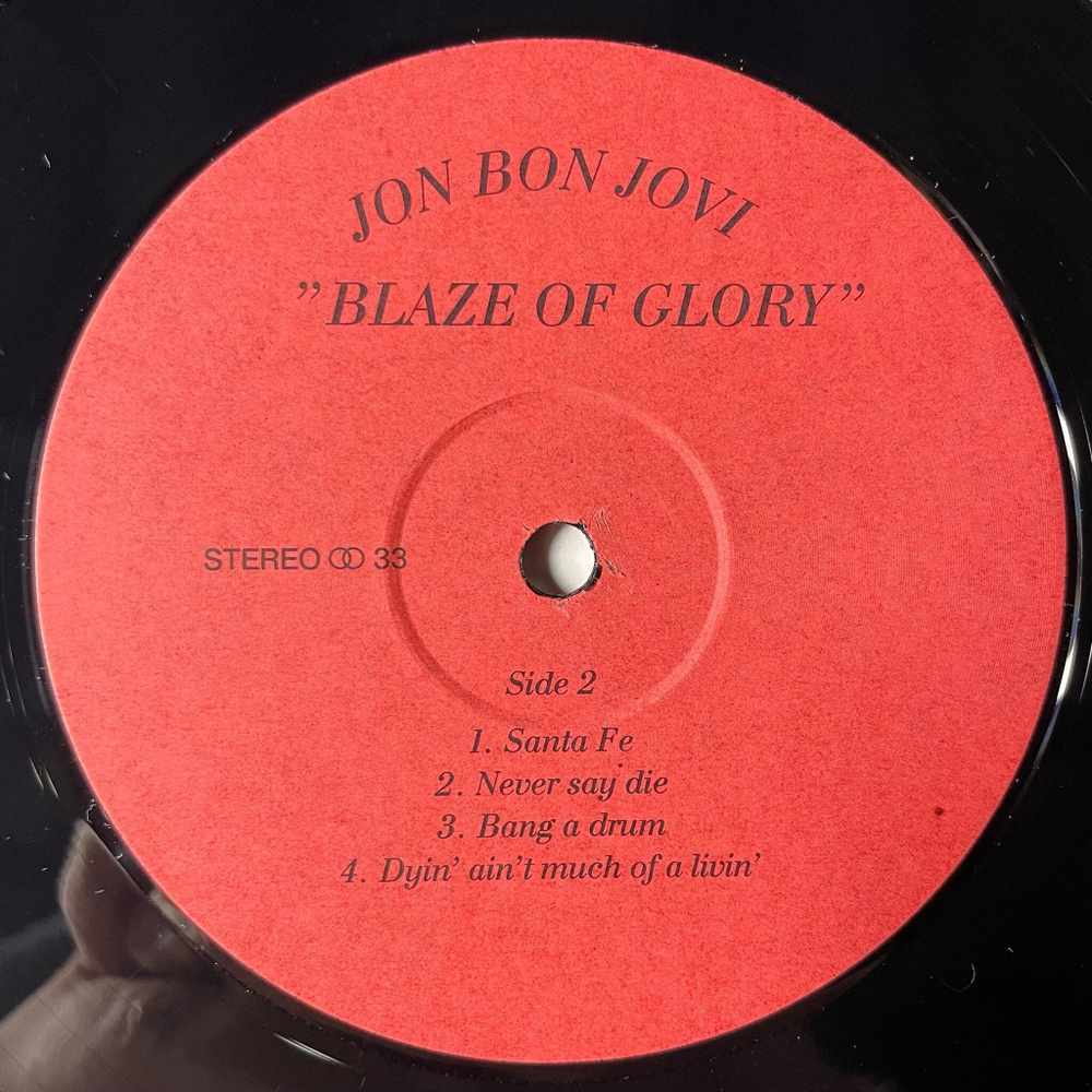 Винтажная виниловая пластинка LP Jon Bon Jovi Blaze Of Glory (Россия 1992)