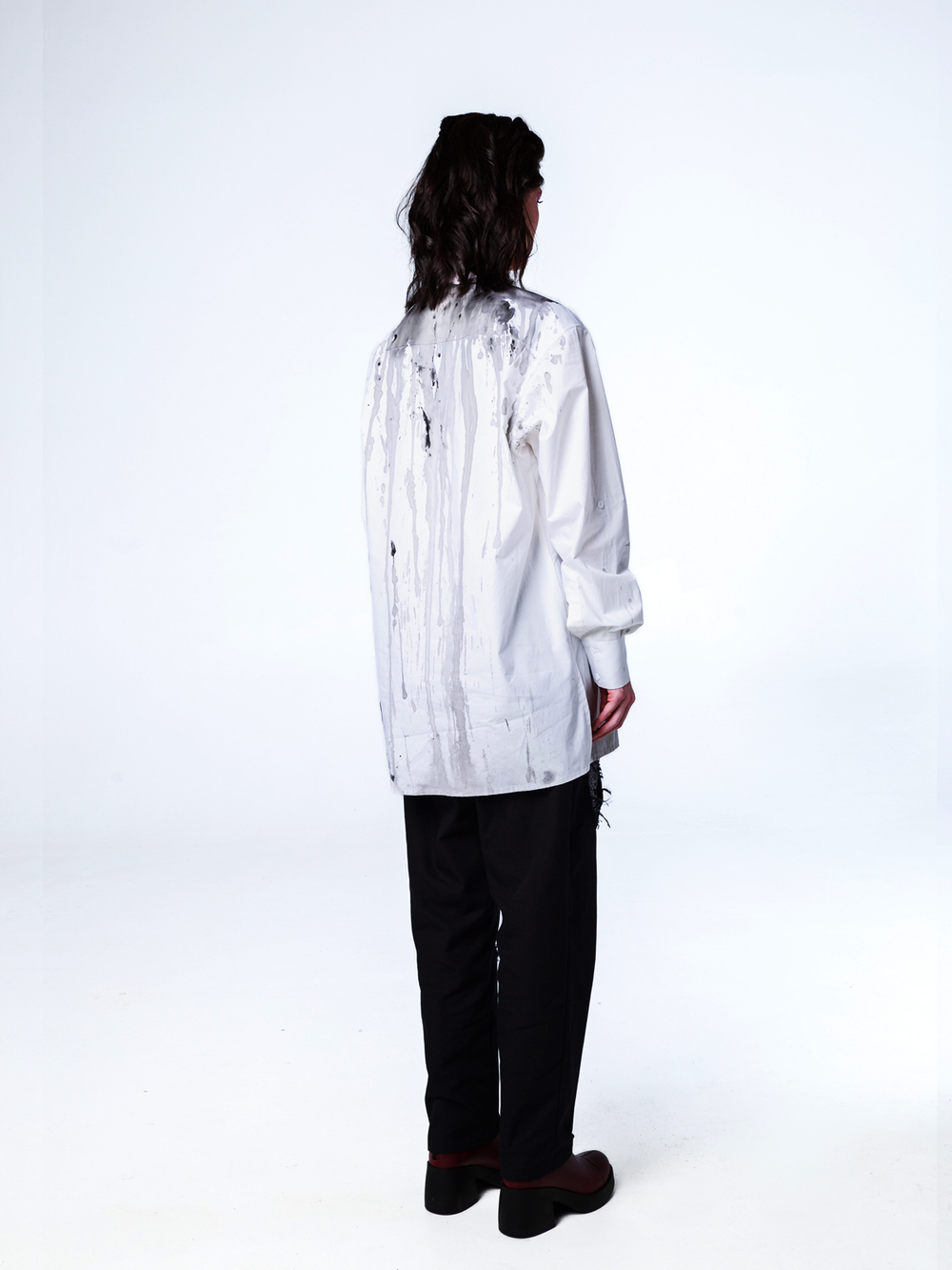 Рубашка "Смородина" с окрашиванием. Бело-черная