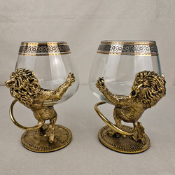 Набор из 2-х бокалов для коньяка "Два льва" (подарочный футляр)