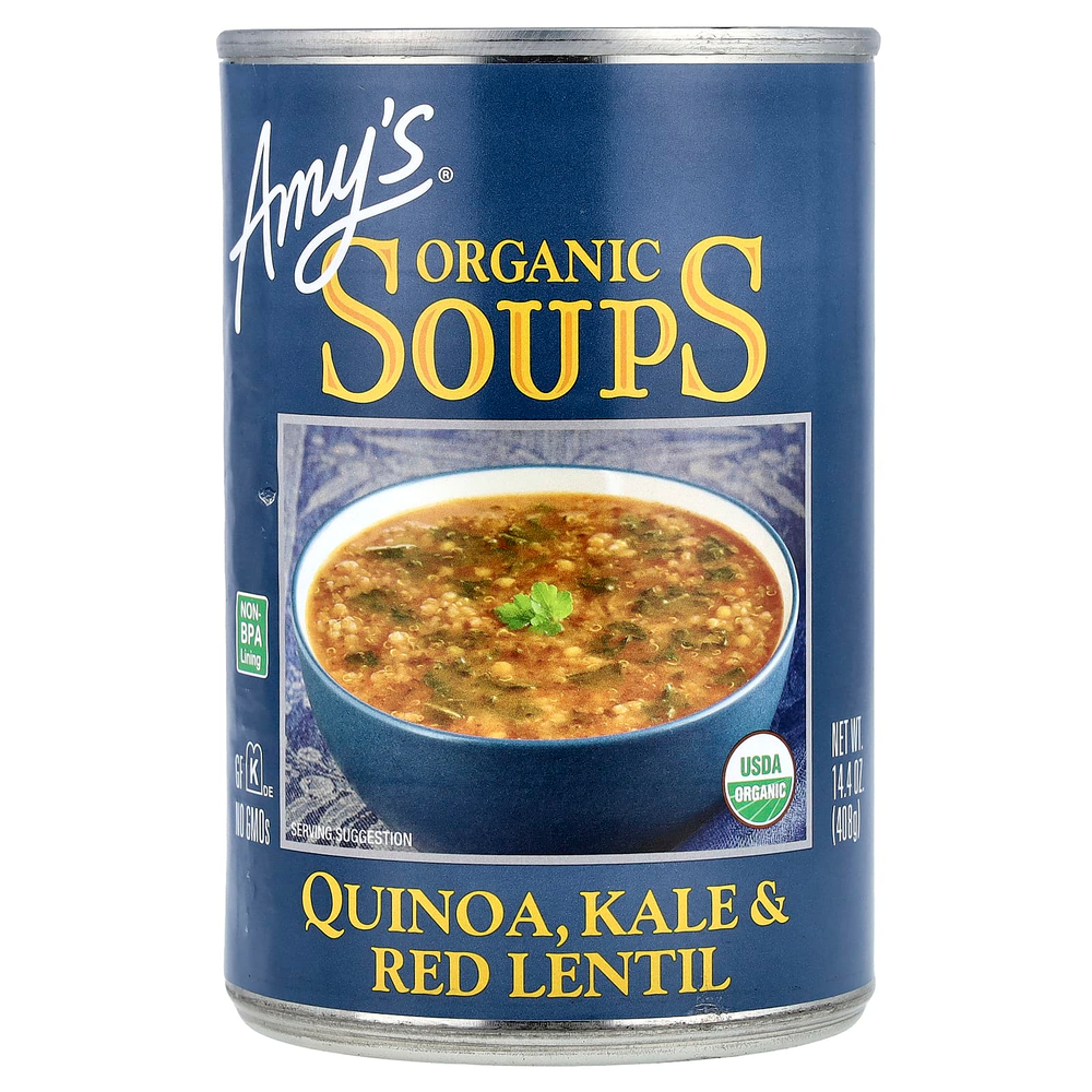 Amy's, органические супы, киноа, кудрявая капуста и красная чечевица, 408 г (14,4 унции)
