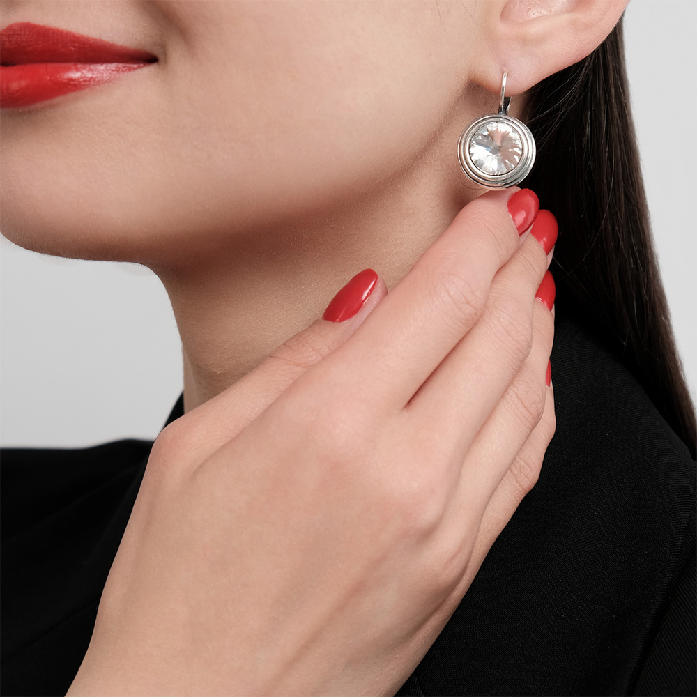 "Эмбаси" серьги в серебряном покрытии из коллекции "Радиус" от Jenavi  с английским замком