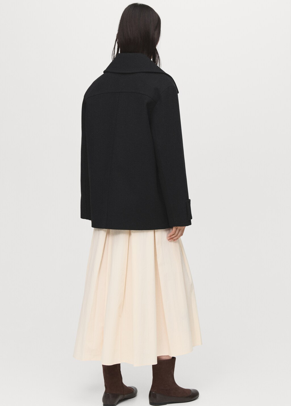 Двубортное пальто из смесовой шерсти