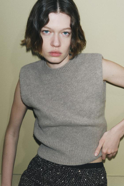 ZARA ОДНОТОННЫЙ ЖИЛЕТ ИЗ СМЕСОВОЙ ШЕРСТИ, СЕРОВАТО-КОРИЧНЕВЫЙ