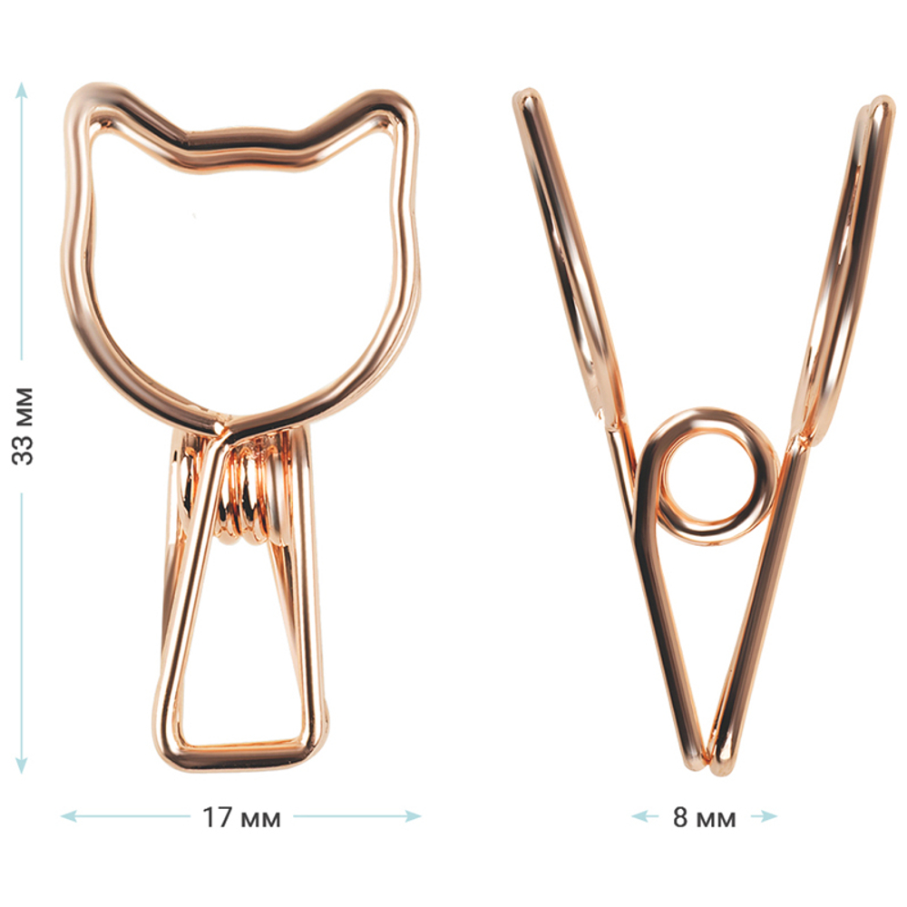 Зажимы для бумаг 33мм, MESHU "Cute Cats", 6шт., ассорти, бокс с европодвесом