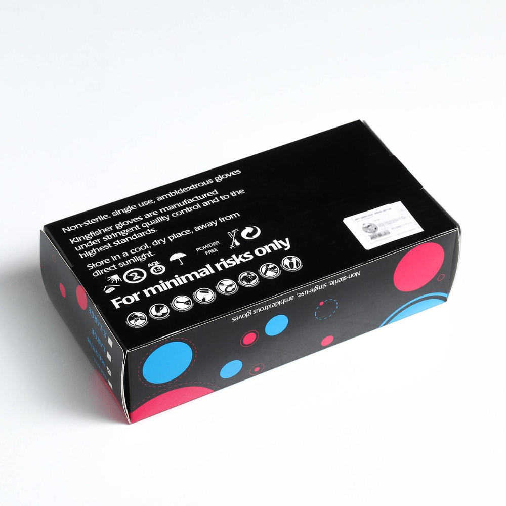 5047703 Перчатки хозяйственные винил, размер M, 100 шт, цвет чёрный, цена за 1 перчатку