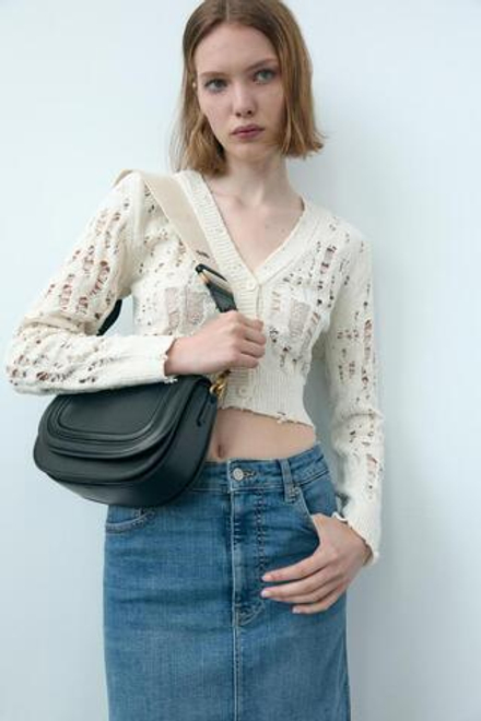 ZARA СУМКА С ПЛЕЧЕВЫМ РЕМНЕМ, ЧЕРНЫЙ