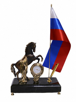 Письменный прибор из нефрита с Конем из бронзы