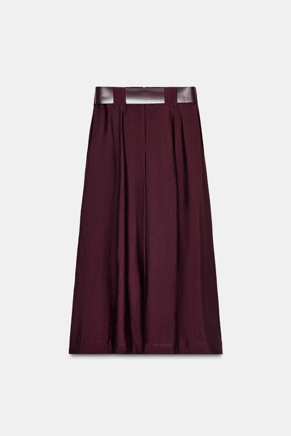 ZARA ЮБКА-НАКИДКА МИДИ С ПОЯСОМ, БАКЛАЖАНОВЫЙ