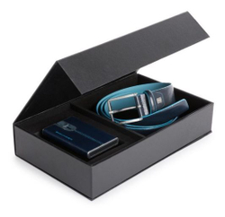 Набор подарочный Piquadro Blue Square CUBOX15B2R/N ремень/чехол для кредитных карт