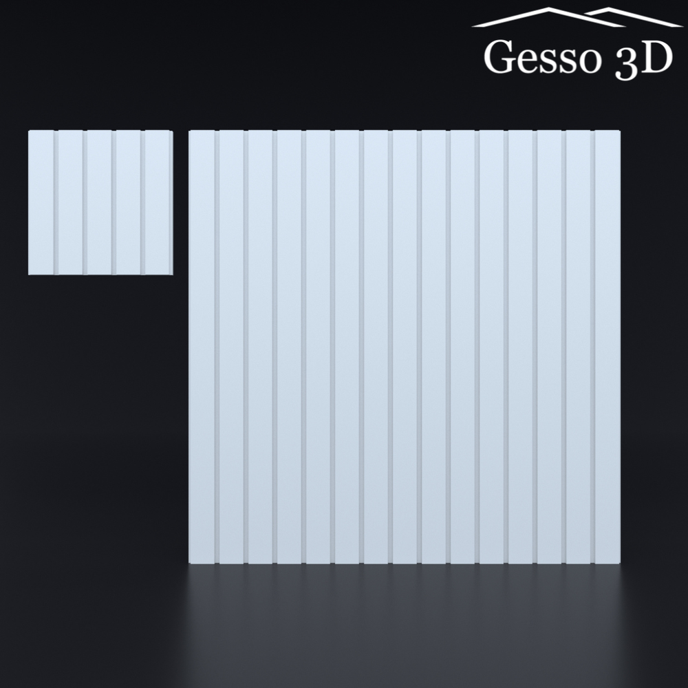 Гипсовая 3D панель Рейка широкая