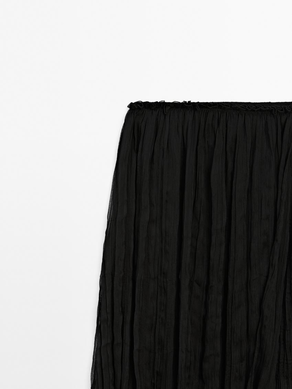 Massimo Dutti Юбка-плиссе с ярусами - Limited Edition, черный