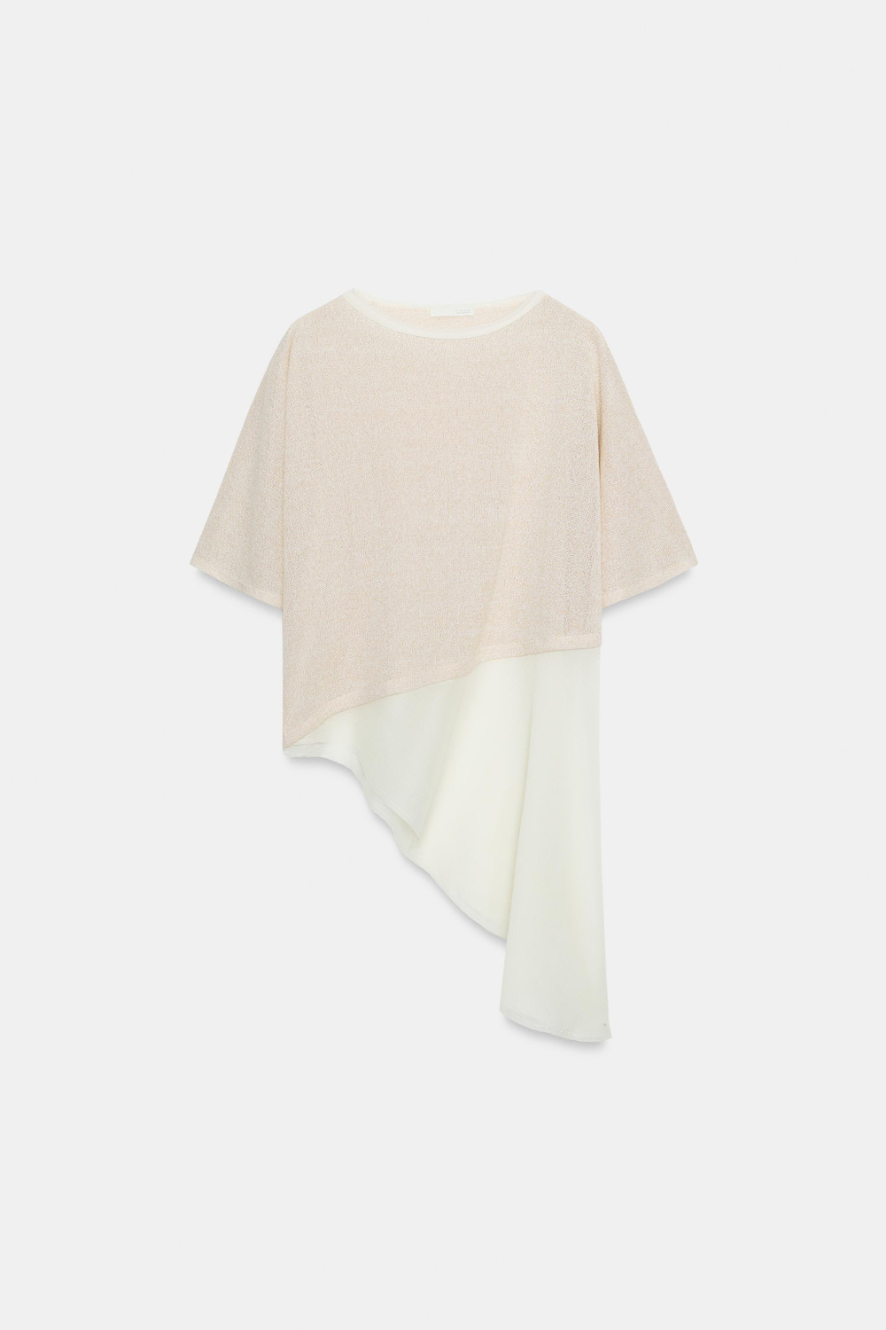 ZARA КОМБИНИРОВАННЫЙ ТОП, ПЕСОЧНЫЙ