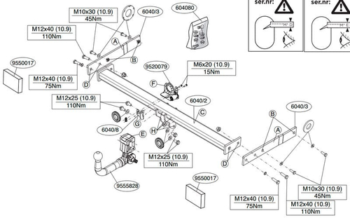Фаркоп Brink (Thule) 604000 для AUDI Q3 11-(паспорт и сертификат в комплекте)(без электрики)