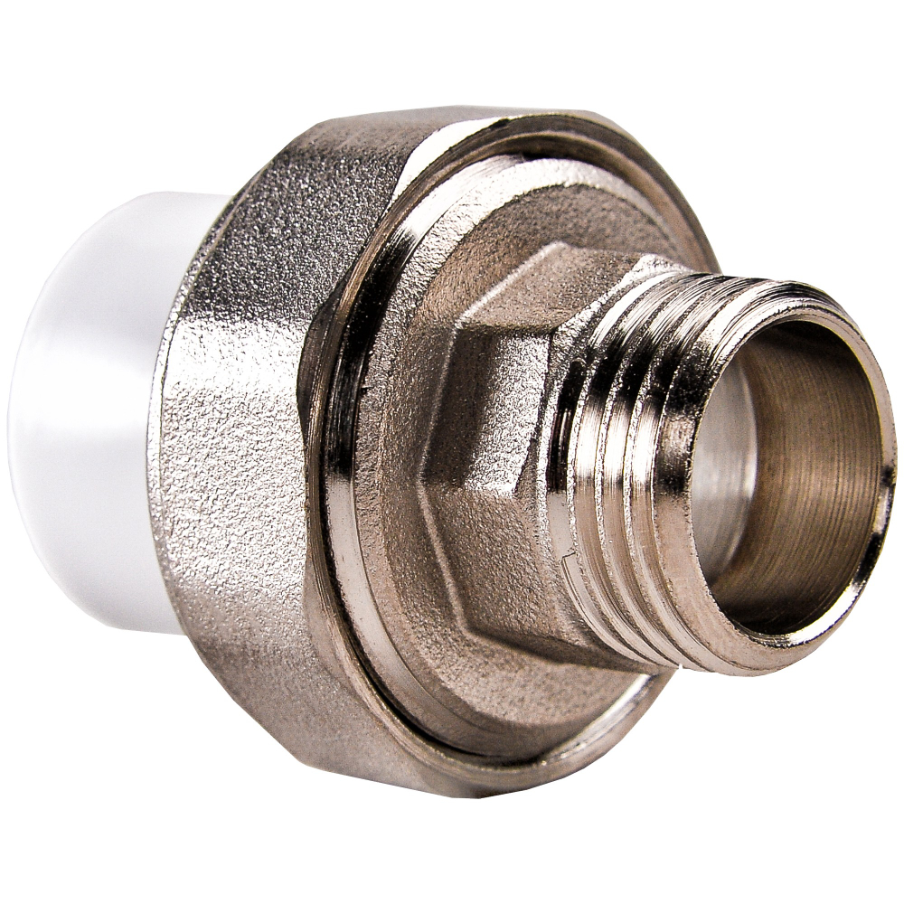 Муфта комбинированная полипропиленовая разъемная PPRC НР 32х1" РВК наружная резьба, белая