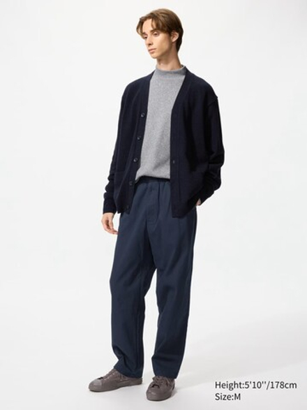 UNIQLO ЭЛАСТИЧНЫЕ БРЮКИ ДЛИНОЙ ДО ЩИКОЛОТКИ, ТЕМНО-СИНИЙ