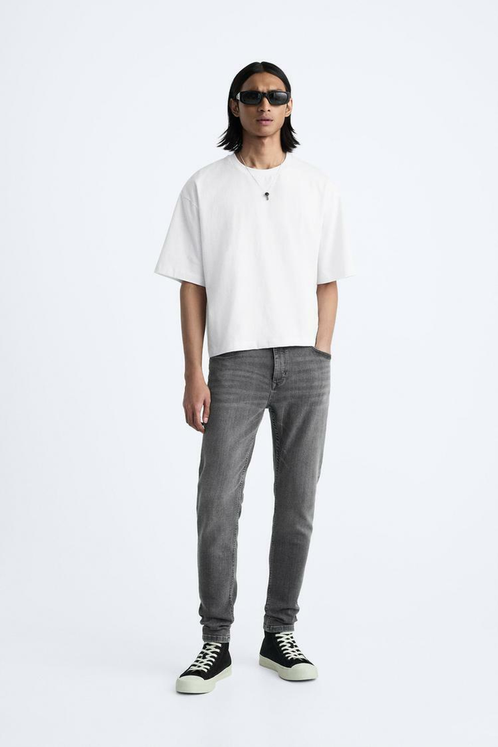 ZARA ДЖИНСЫ SKINNY FIT, СЕРЫЙ
