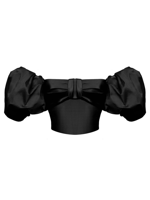 Шелковый топ с объемными рукавами