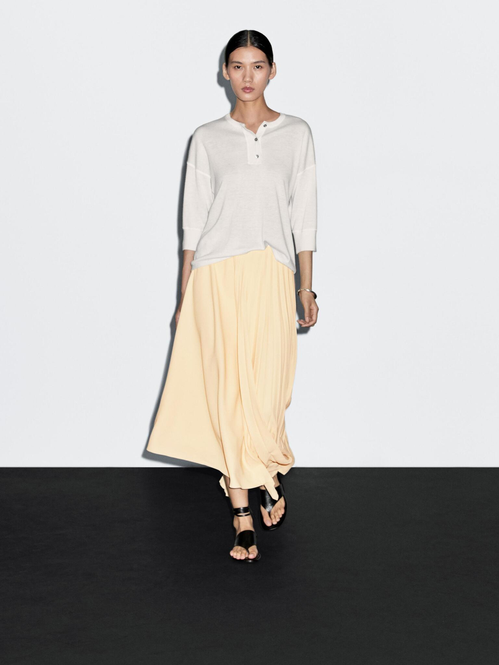 Massimo Dutti Юбка асимметричного кроя в складку, желтый